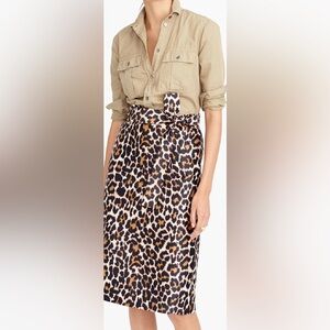 J. Crew Leopard Print Midi Skirt